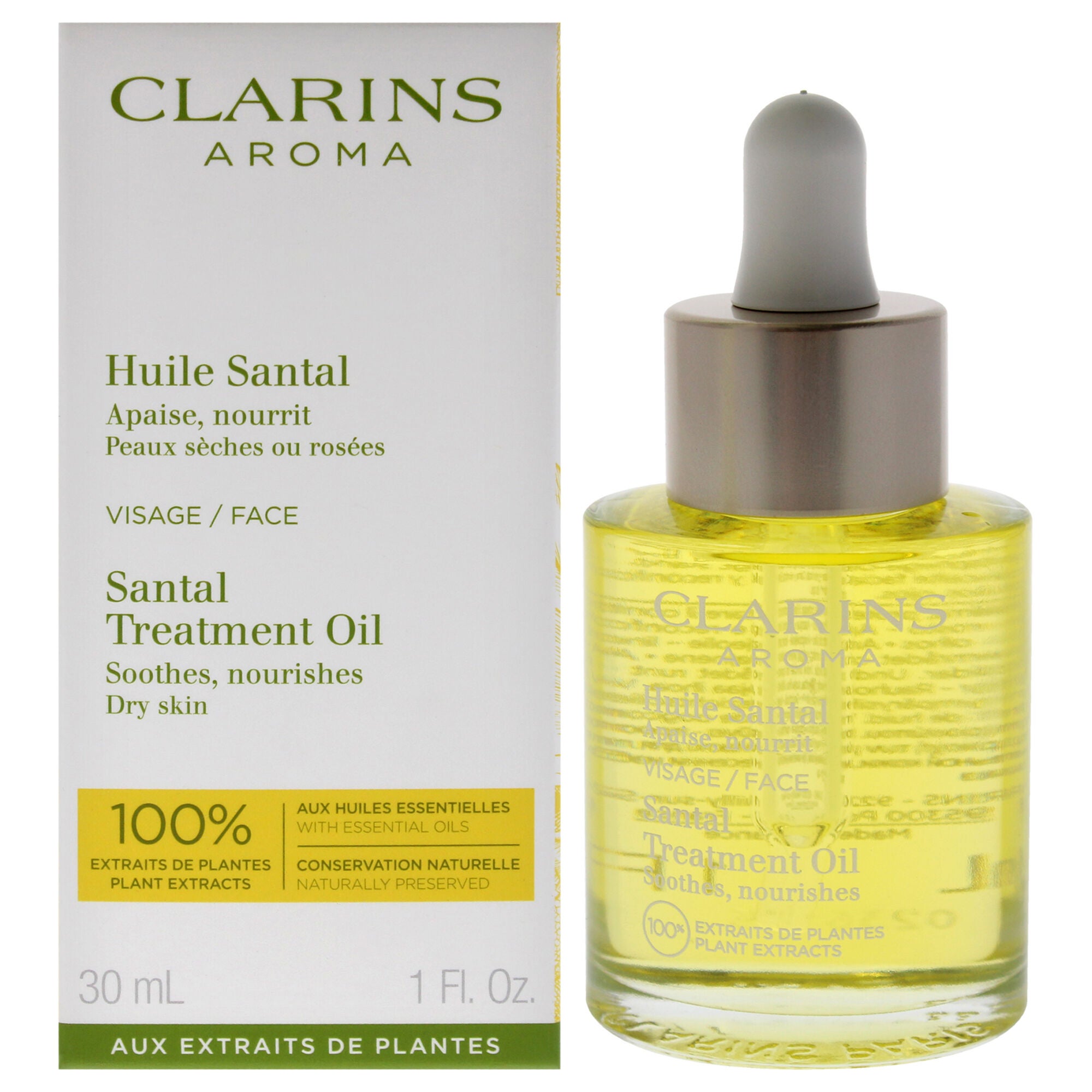Santal Face Treatment Oil - Dry Skin by Clarins for Unisex - 1 oz Treatment, See Description, hi-res image number 0