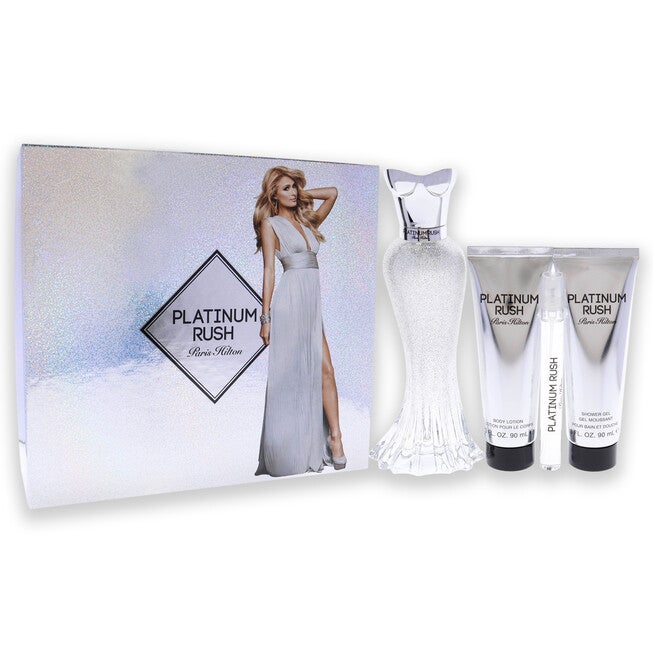Platinum Rush by Paris Hilton for Women - 4 Pc Gift Set 3.4 oz EDP Spray, 0.33oz EDP Spray, 3oz Body Lotion, 3oz Shower Gel, NA, alternate image number null