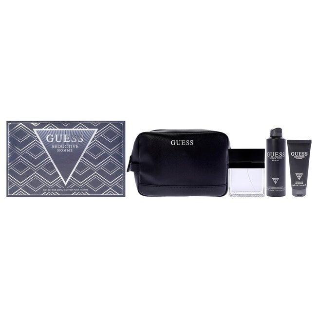 Seductive Homme by Guess for Men - 4 Pc Gift Set 3.4oz EDT Spray, 6oz Deodorant Body Spray, 3.4oz Shower Gel, Pouch, , alternate image number null