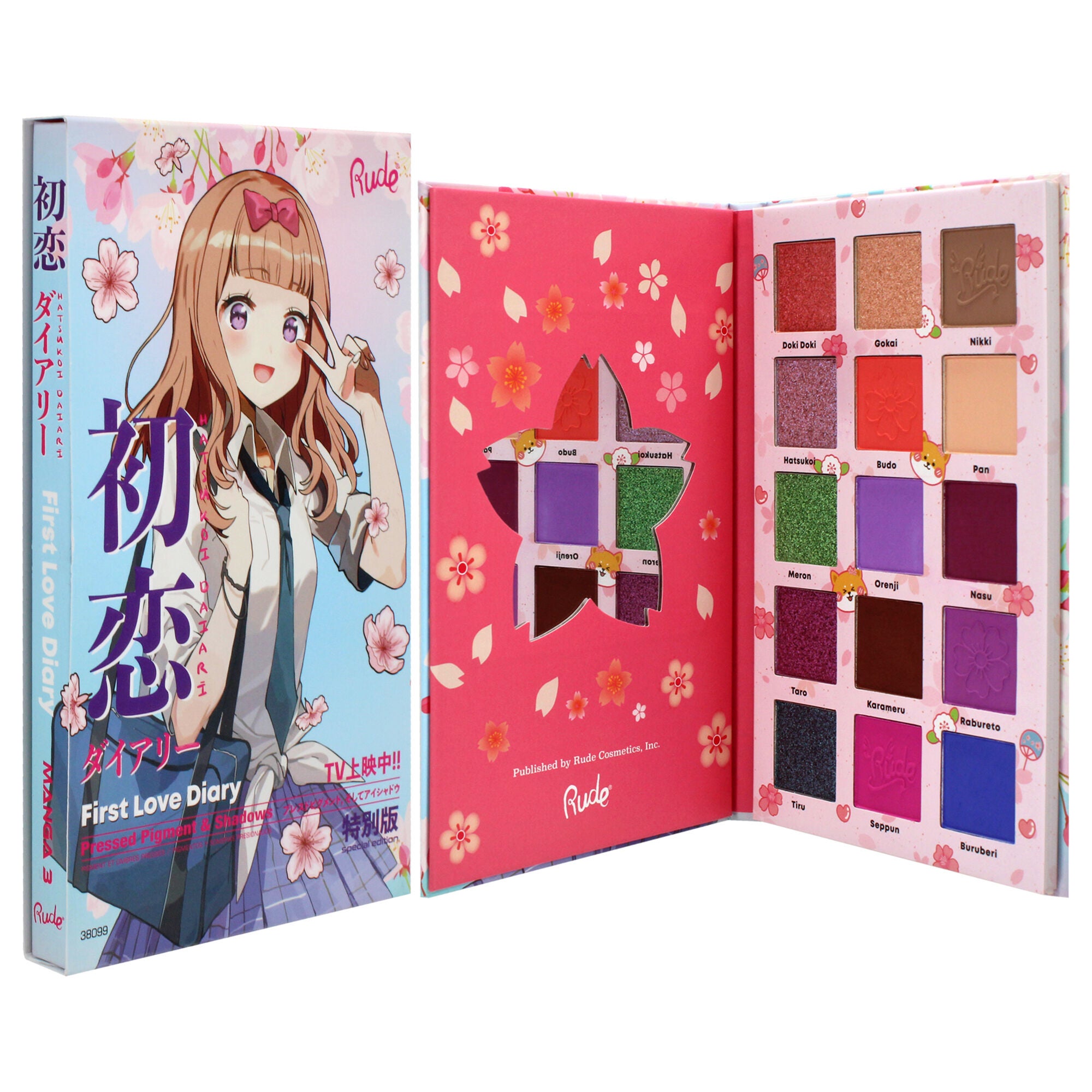 Manga Collection Pressed Pigments and Shadows Palette - First Love Diary by Rude Cosmetics for Women - 0.77 oz Palette, See Description, alternate image number 2