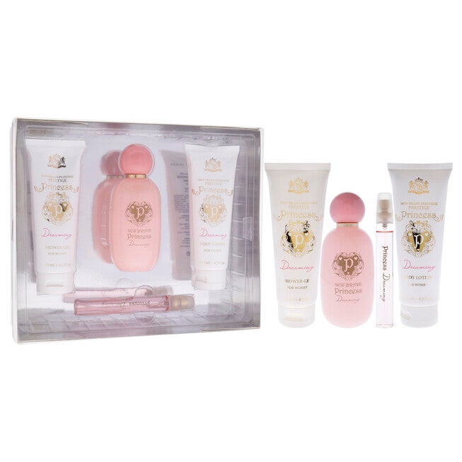 Prestige Princess Dreaming by New Brand for Women - 4 Pc Gift Set 3.3oz EDP Spray, 0.5oz EDP Spray, 4.3oz Shower Gel, 4.3oz Body Lotion, NA, alternate image number null