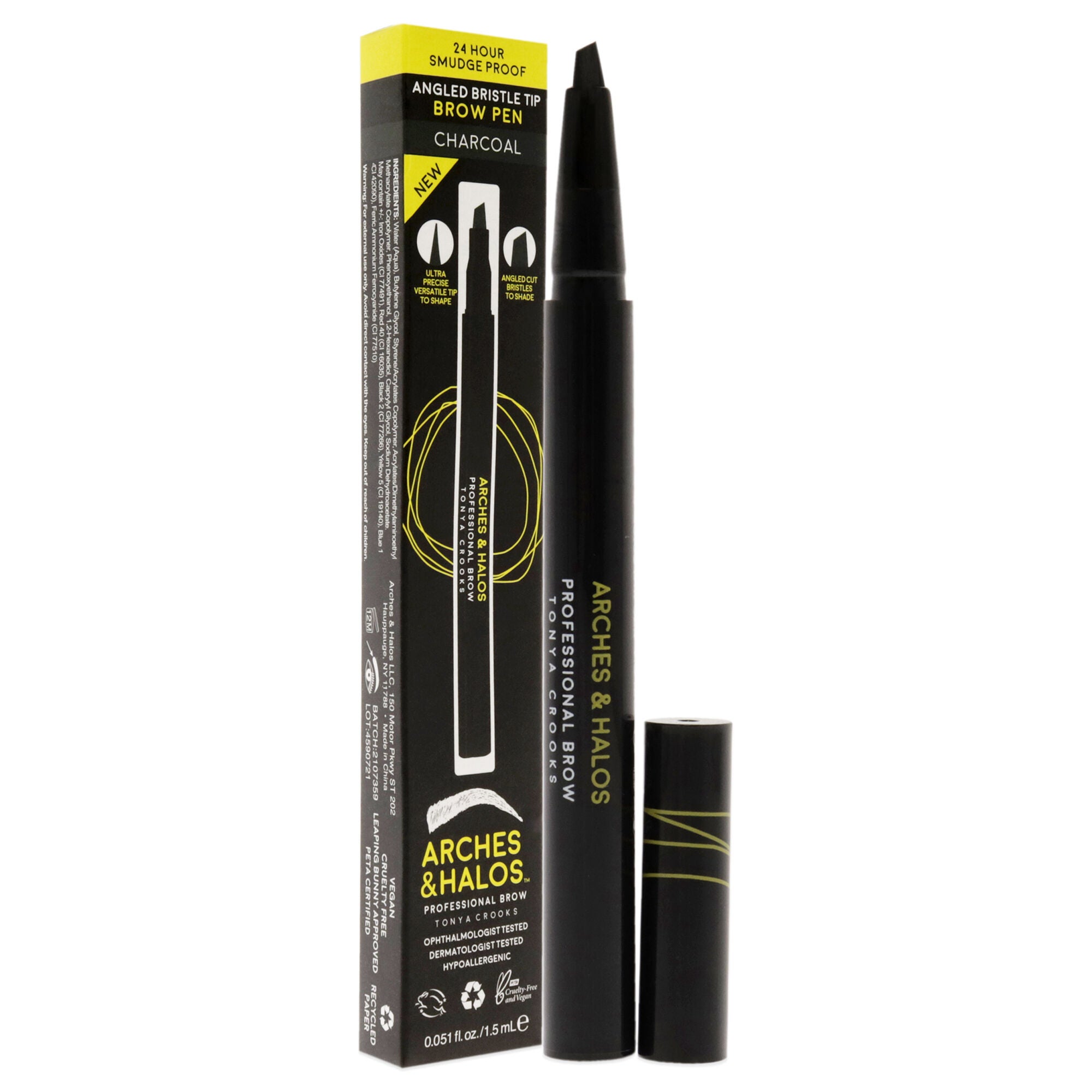 Angled Bristle Tip Waterproof Brow Pen - Charcoal by Arches and Halos for Women - 0.051 oz Eyebrow Pencil, , alternate image number 6