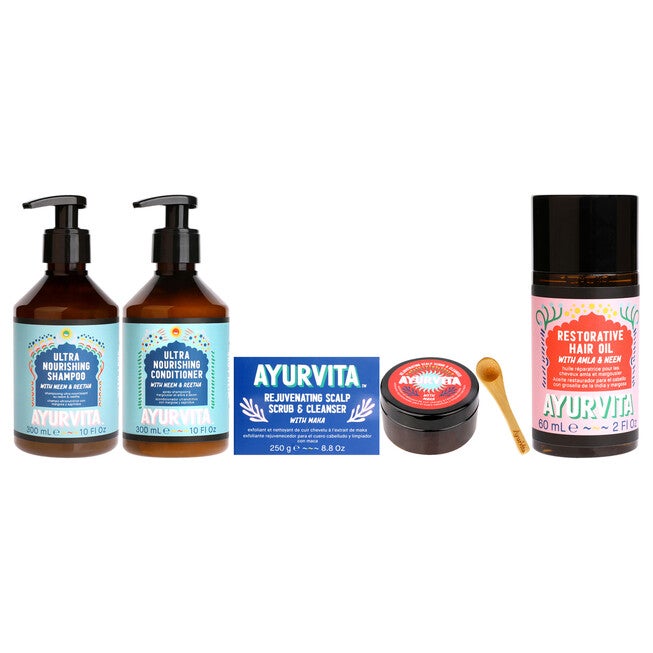 Neem and Reetha Ultra Nourishing Maka restorative Hair Scalp Kit by AyurVita for Unisex - 4 Pc Kit, NA, hi-res image number null
