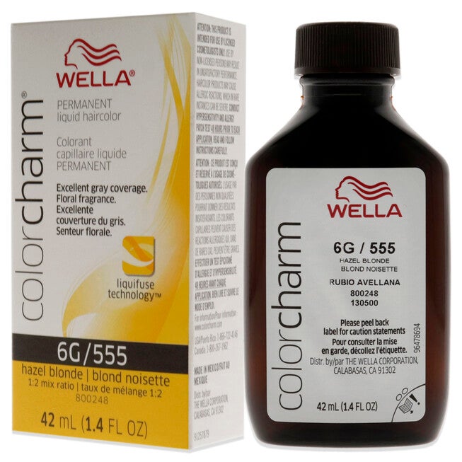 Color Charm Permanent Liquid Hair Color - 555 6G Hazel Blonde by Wella for Unisex - 1.42 oz Hair Color, NA, alternate image number null