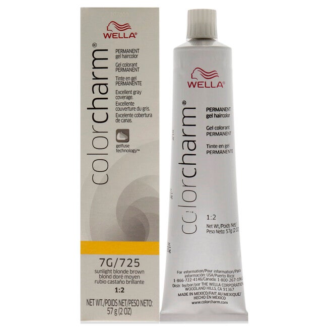 Color Charm Permanent Hair Color Gel - 725 7G Sunlight Blonde Brown by Wella for Unisex - 2 oz Hair Color, See Description, hi-res image number 0
