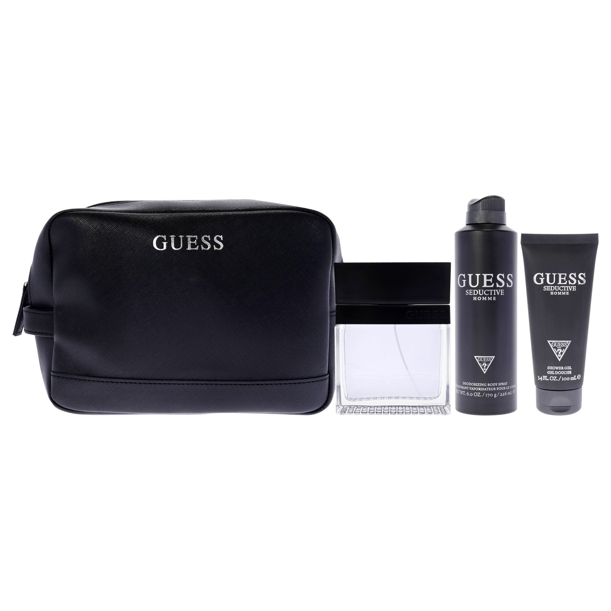 Seductive Homme by Guess for Men - 4 Pc Gift Set 3.4oz EDT Spray, 6oz Deodorant Body Spray, 3.4oz Shower Gel, Pouch, See Description, alternate image number 4