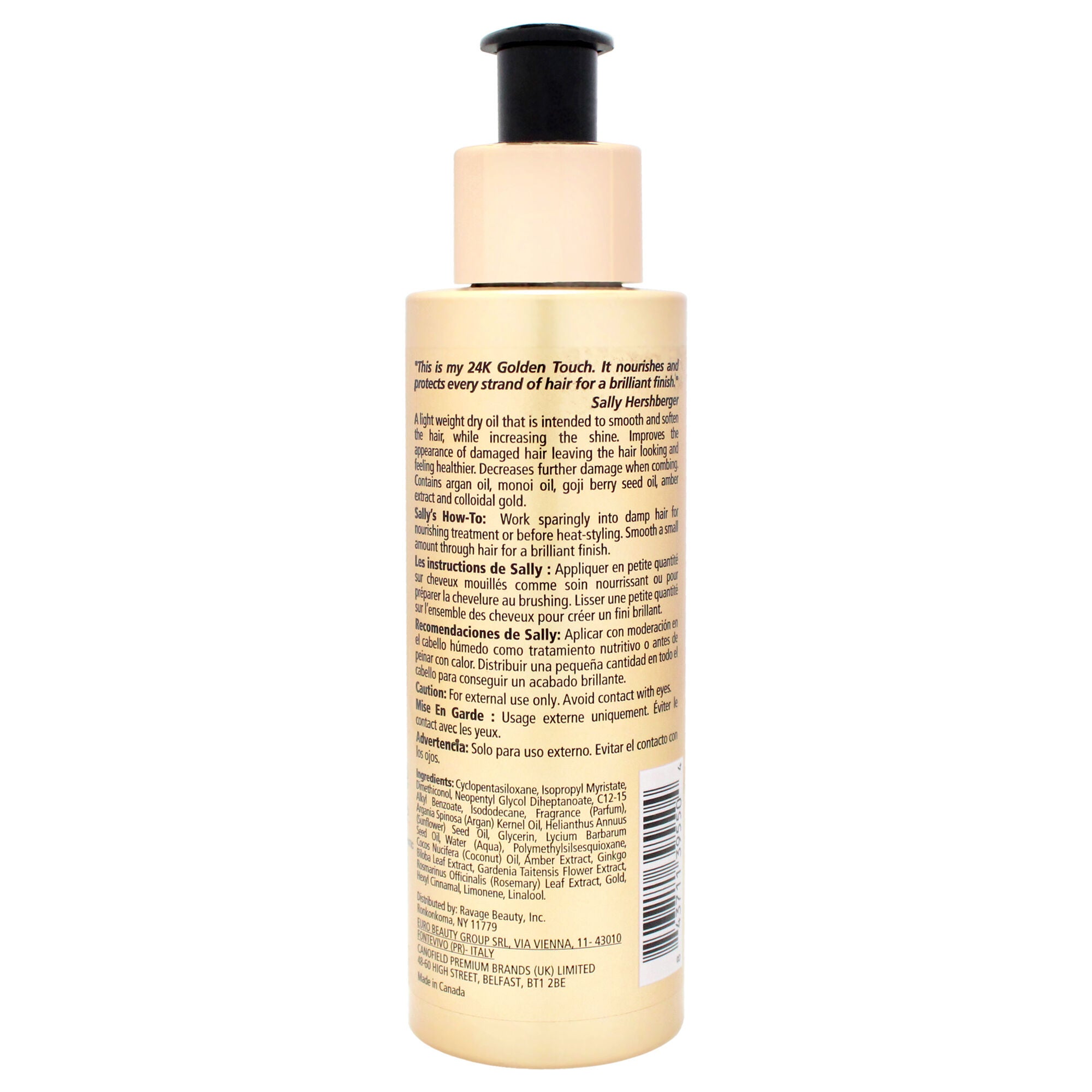 24K Golden Touch Nourishing Dry Oil-NP by Sally Hershberger for Unisex - 4.2 oz Oil, See Description, alternate image number 2