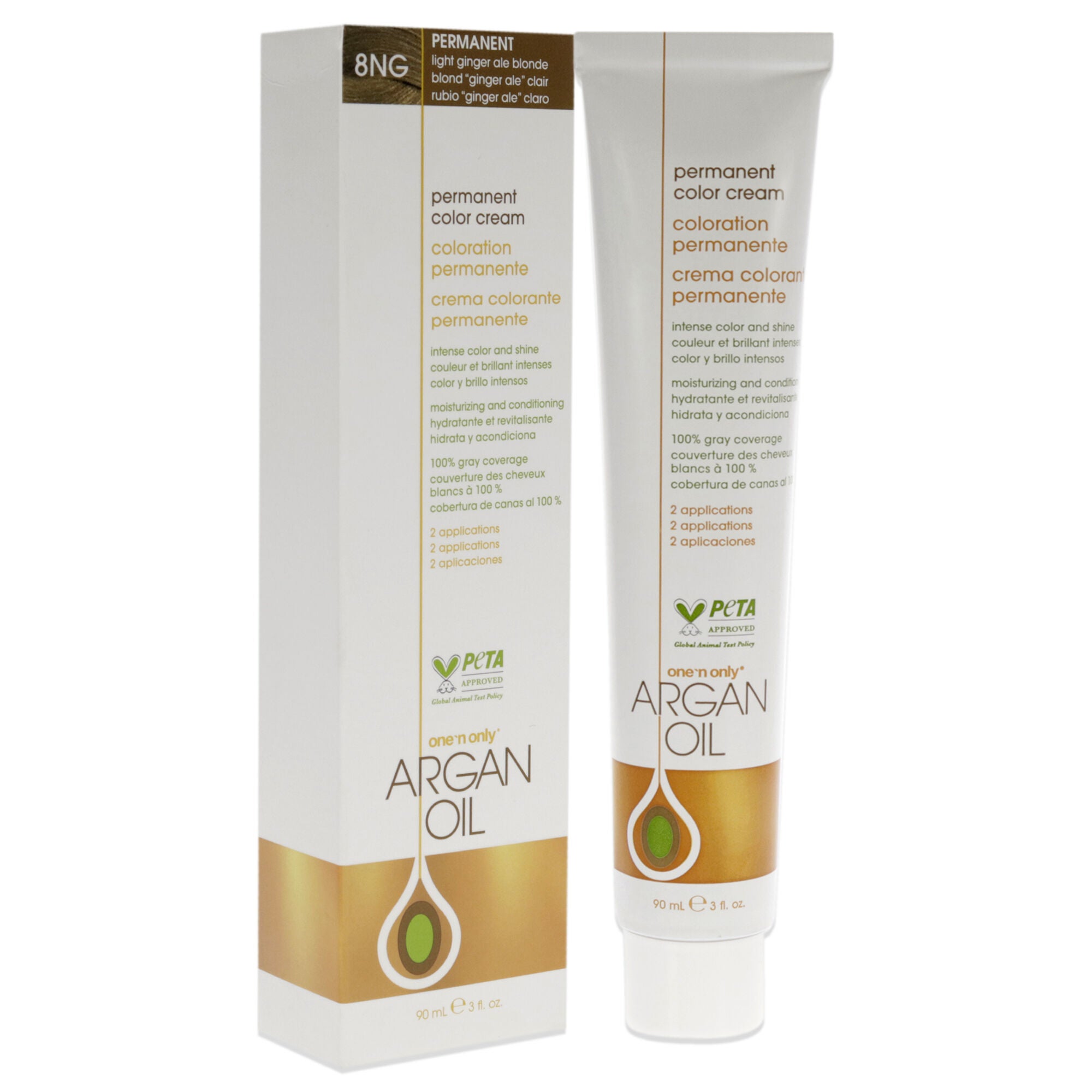 Argan Oil Permanent Color Cream - 8NG Light Ginger Ale Blonde by One n Only for Unisex - 3 oz Hair Color, See Description, alternate image number 1