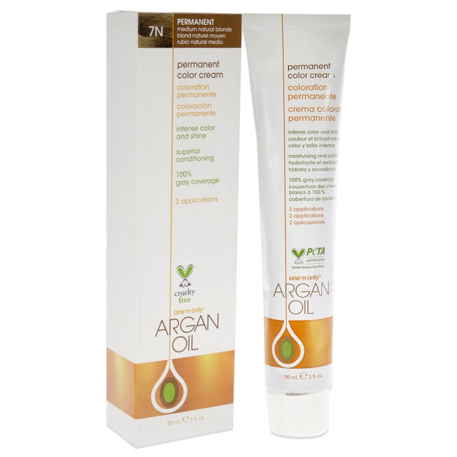 Argan Oil Permanent Color Cream - 7N Medium Natural Blonde by One n Only for Unisex - 3 oz Hair Color, NA, alternate image number null