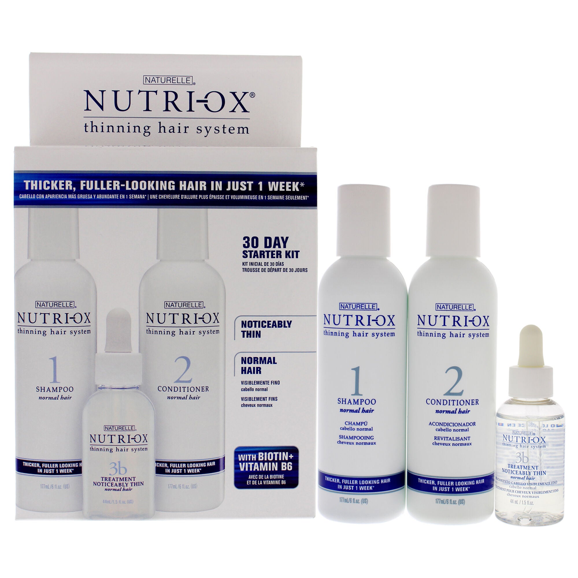 Noticeably Thin Normal Hair Starter Kit by Nutri-Ox for Unisex - 3 Pc Gift Set 6oz Shampoo Normal, 6oz Conditioner Normal, 1.5oz Treatment, , alternate image number 4