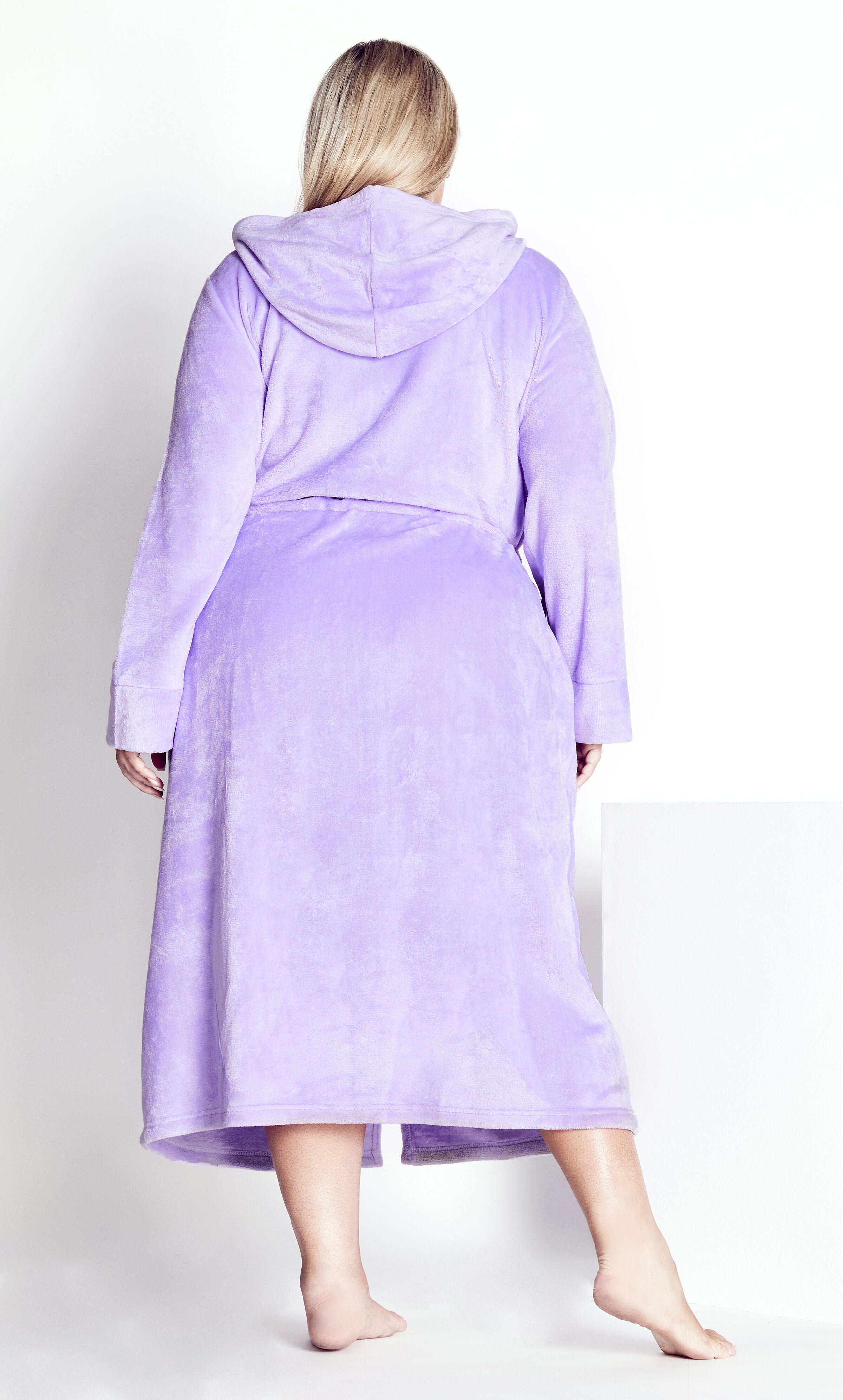 Zip Front Plain Robe - lavender, , alternate image number 1