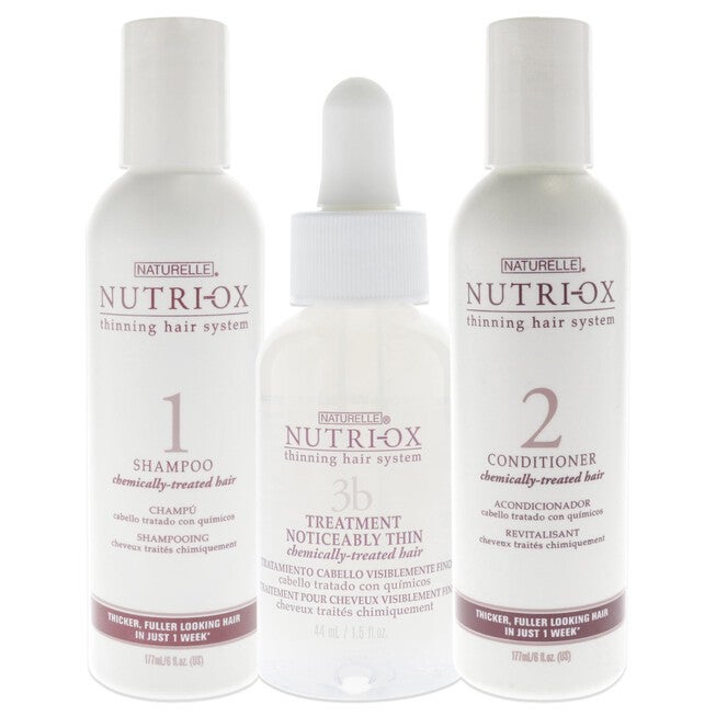 Extremely Thin Chemically Treated Hair Starter Kit by Nutri-Ox for Unisex - 3 Pc Gift Set 6oz Shampoo, 6oz Conditioner, 1.5oz Treatment, See Description, alternate image number 1