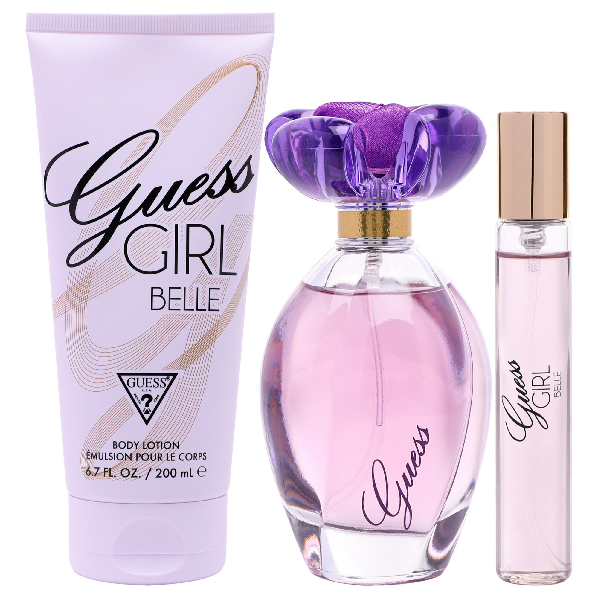 Guess Girl Belle by Guess for Women - 3 Pc Gift Set 3.4oz EDT Spray , 0.5oz EDT Travel Spray, 6.7oz Body Lotion, Clear, alternate image number 4