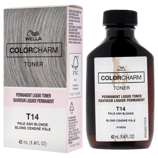 Color Charm Permanent Liquid Toner - T14 Pale Ash Blonde by Wella for Unisex - 1.4 oz Toner, NA, alternate image number null