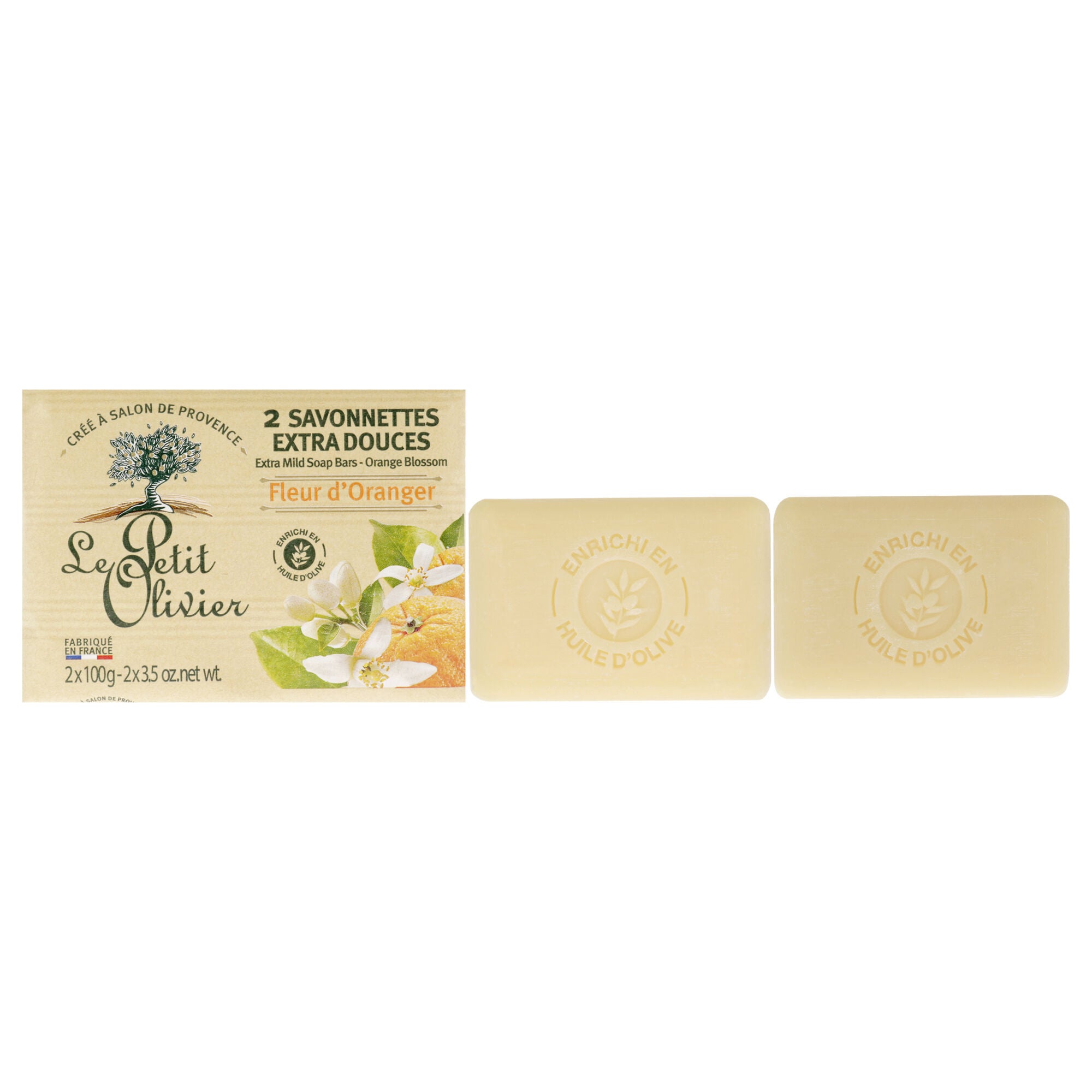 Extra Mild Soap - Orange Blossom by Le Petit Olivier for Unisex - 2 x 3.5 oz Soap, See Description, hi-res image number 0