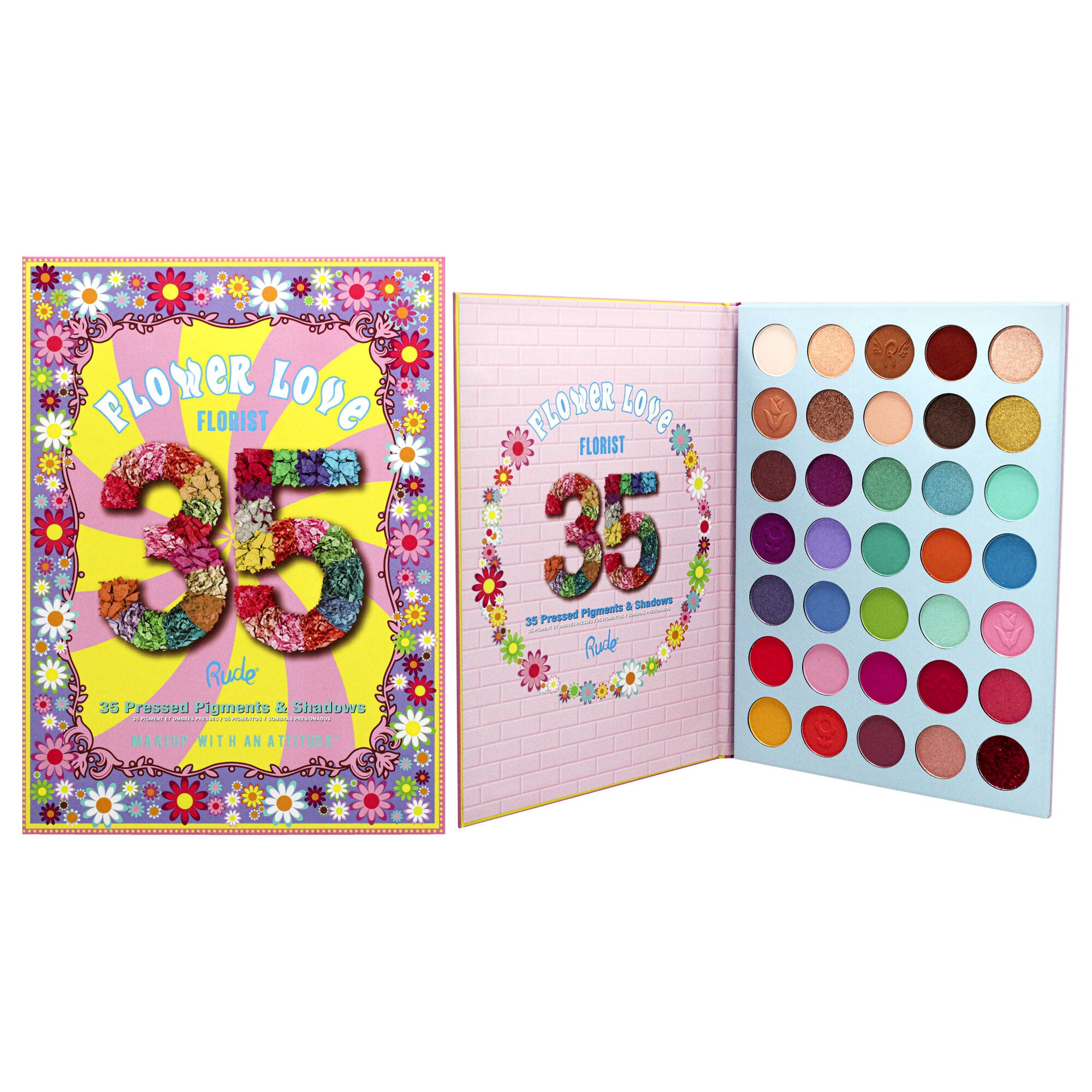Flower Love 35 Eyeshadows Palette - Florist by Rude Cosmetics for Women - 1.34 oz Eye Shadow, See Description, hi-res image number 0