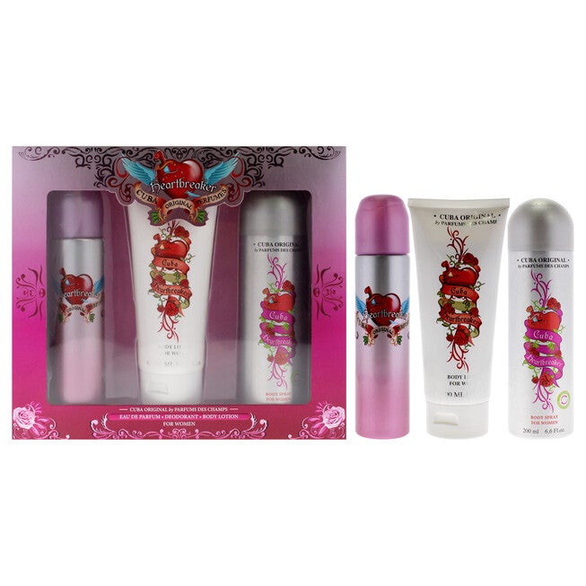 Cuba Heartbreaker by Cuba for Women - 3 Pc Gift Set 3.3oz EDP Spray, 6.7oz Body Spray, 4.3oz Body Lotion, NA, hi-res image number null