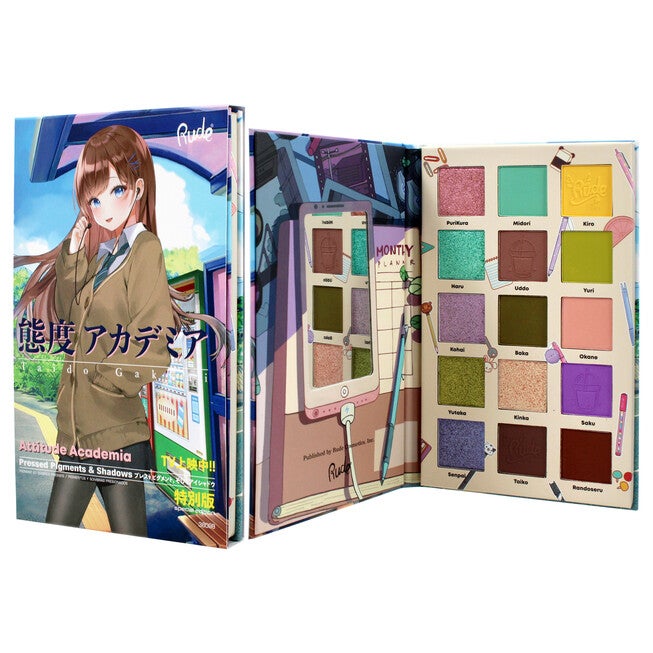 Manga Collection Pressed Pigments and Shadows Palette - Attitude Academia by Rude Cosmetics for Women - 0.77 oz Palette, NA, alternate image number null
