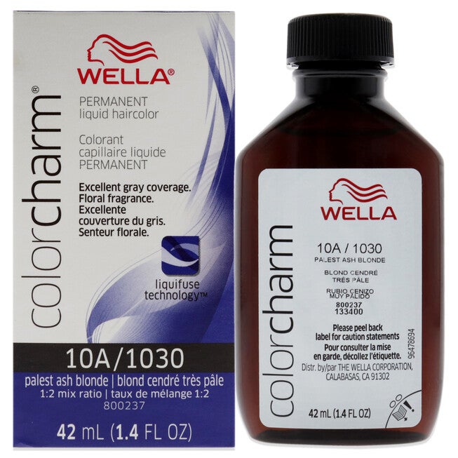 Color Charm Permanent Liquid Hair Color - 1030 10A Palest Ash Blonde by Wella for Unisex - 1.42 oz Hair Color, NA, hi-res image number null