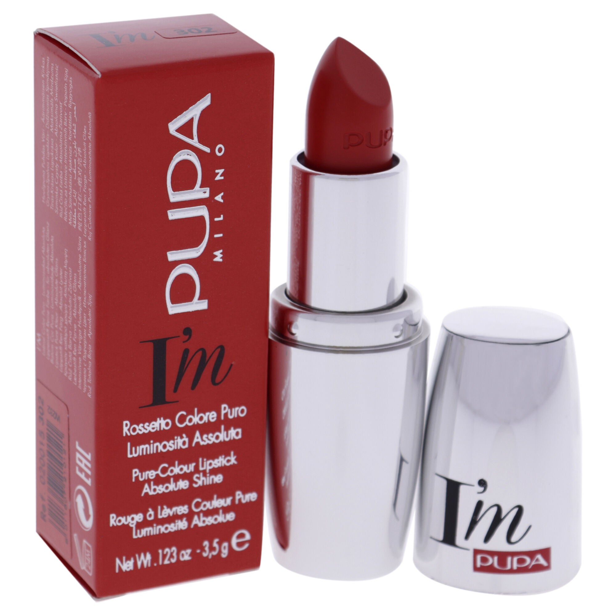 I Am Pure-Colour Lipstick - 302 Sizzling Orange by Pupa Milano for Women - 0.123 oz Lipstick, See Description, alternate image number 2