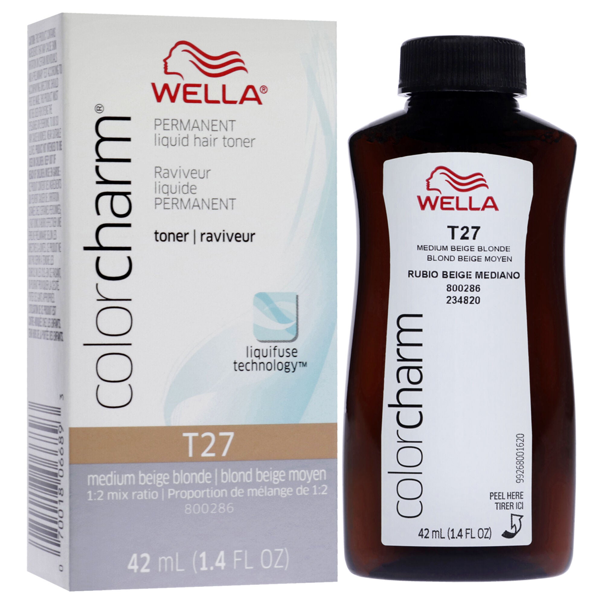 Color Charm Permanent Liquid Toner - T27 Medium Beige Blonde by Wella for Women - 1.4 oz Toner, See Description, alternate image number 1