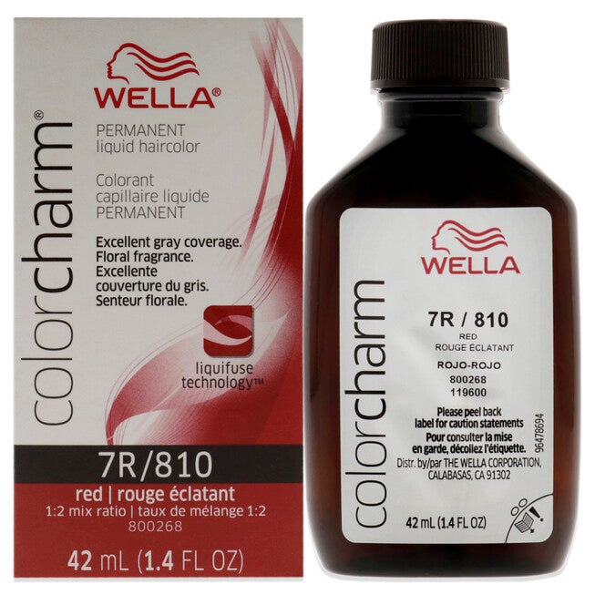 Color Charm Permanent Liquid Hair Color - 810 7R Red Red Intensifier by Wella for Unisex - 1.42 oz Hair Color, NA, hi-res image number null