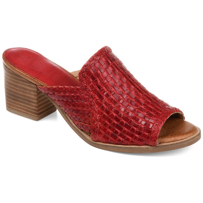 Journee SignatureWomen's Genuine Leather Keeva Slide, Red, hi-res image number null