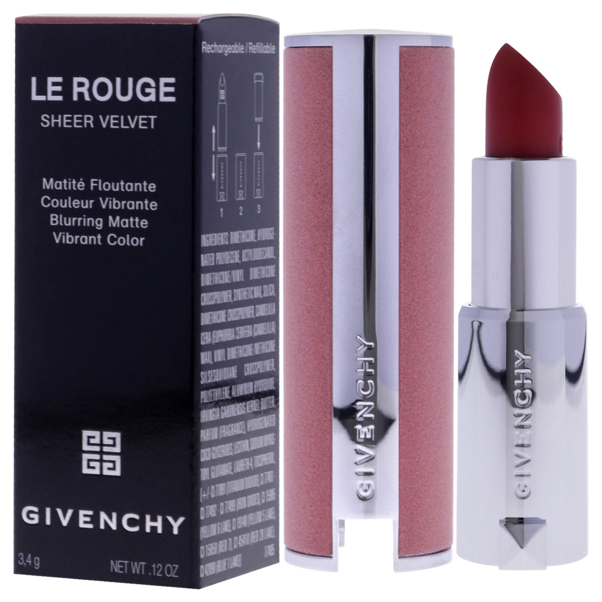 Le Rouge Sheer Velvet Matte Lipstick - 36 L Interdit by Givenchy for Women - 0.12 oz Lipstick, , alternate image number 7