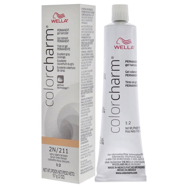 Color Charm Permanent Hair Color Gel - 2N 211 Very Dark Brown by Wella for Unisex - 2 oz Hair Color, NA, alternate image number null