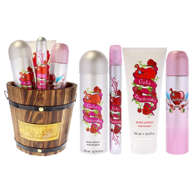 Cuba Heartbreaker by Cuba for Women - 4 Pc Gift Set 3.3oz EDP Spray, 1.7oz EDP Spray, 6.6oz Body Spray, 6.6oz Body Splash, NA, hi-res image number null