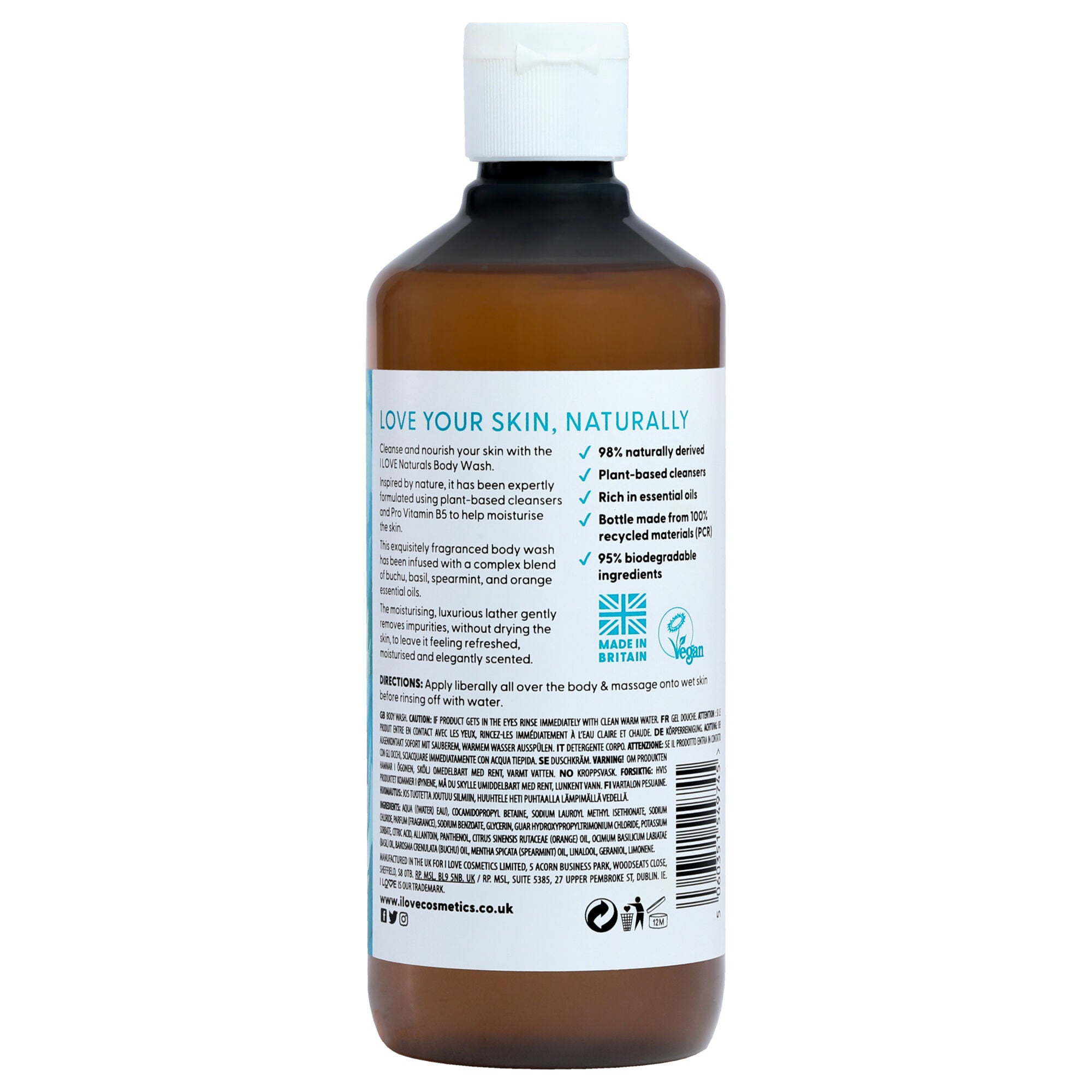 Naturals Body Wash - Bergamot and Seaweed by I Love Cosmetics for Women - 16.9 oz Body Wash, See Description, alternate image number 1