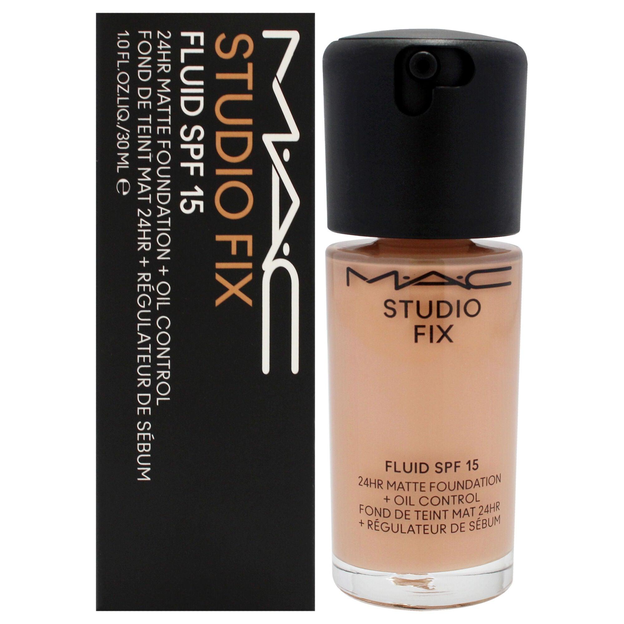 Studio Fix Fluid SPF 15 24HR Matte Foundation Plus Oil Control - NW30 Medium Beige with Rosy Undertone by MAC for Women - 1 oz Foundation, Beige, hi-res image number 0