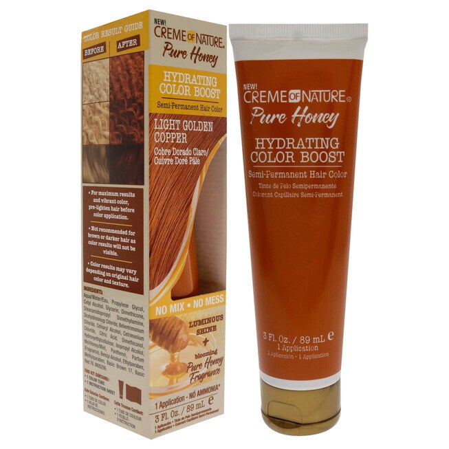 Pure Honey Hydrating Color Boost Semi-Permanent Hair Color - Light Golden Copper by Creme of Nature for Unisex - 3 oz Hair Color, NA, alternate image number null