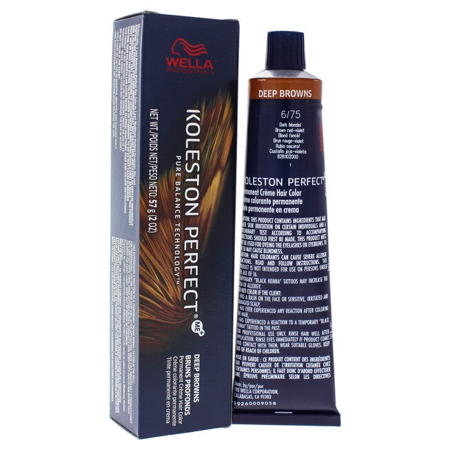 Koleston Perfect Permanent Creme Hair Color - 6 75 Dark Blonde-Brown Red-Violet by Wella for Unisex - 2 oz Hair Color, NA, alternate image number null