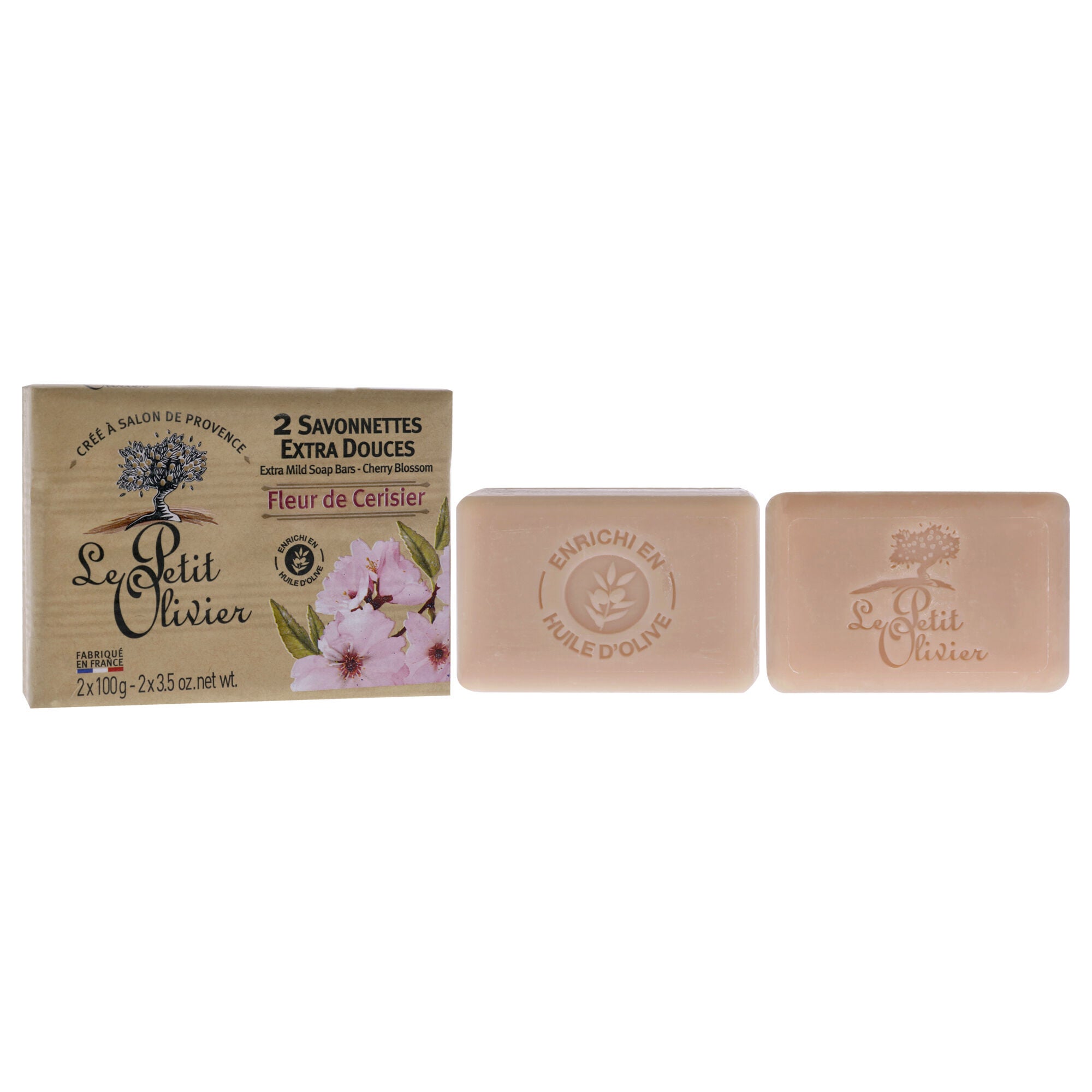 Extra Mild Soap Bars - Cherry Blossom by Le Petit Olivier for Men - 2 x 3.5 oz Soap, See Description, alternate image number 1