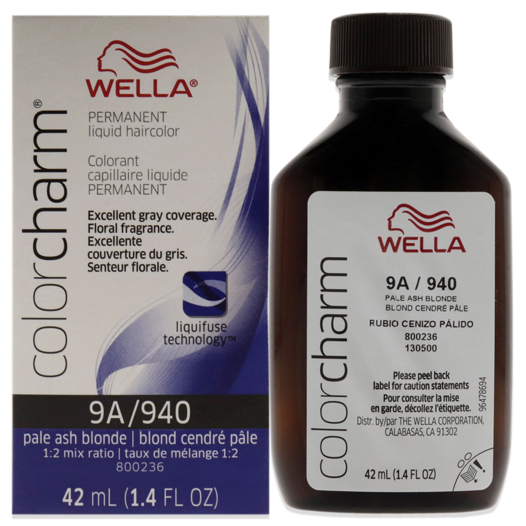 Color Charm Permanent Liquid Hair Color - 940 9A Pale Ash Blonde by Wella for Unisex - 1.42 oz Hair Color, See Description, hi-res image number 0