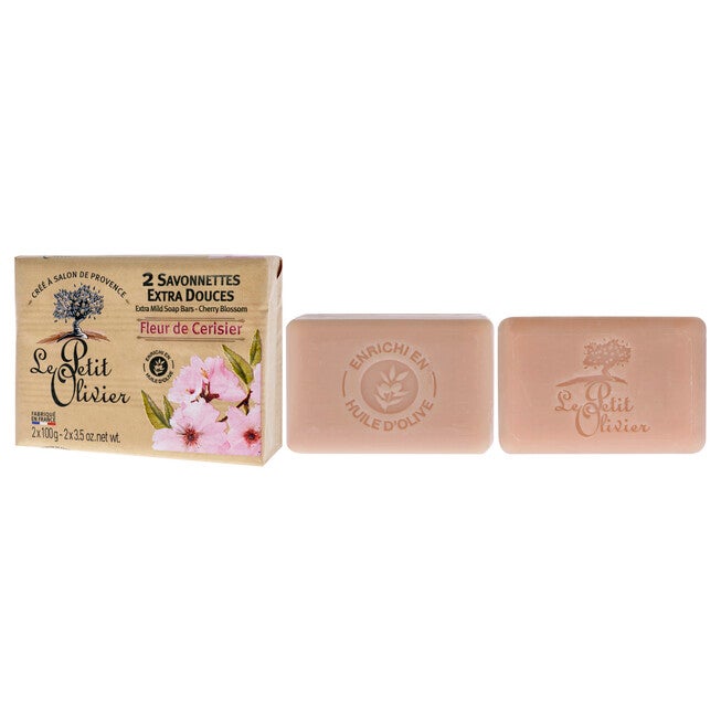 Extra Mild Soap Bars - Cherry Blossom by Le Petit Olivier for Men - 2 x 3.5 oz Soap, NA, alternate image number null