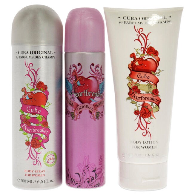 Cuba Heartbreaker by Cuba for Women - 3 Pc Gift Set 3.3oz EDP Spray, 6.7oz Body Spray, 4.3oz Body Lotion, , alternate image number null