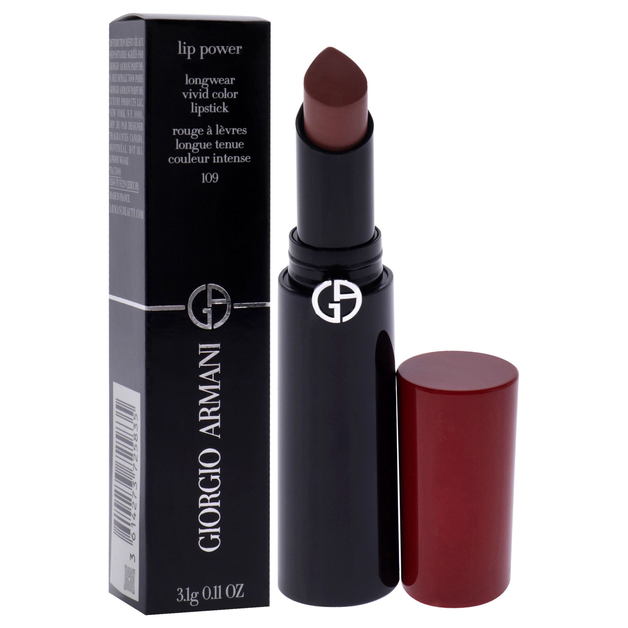 Lip Power Longwear Vivid Color Lipstick - 109 Intimate by Giorgio Armani for Women - 0.11 oz Lipstick, Red, alternate image number 1