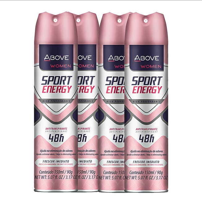 48 Hours Sport Energy Antiperspirant Deodorant by Above for Women - 3.17 oz Deodorant Spray - Pack of 4, NA, alternate image number null