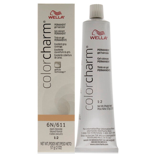 Color Charm Permanent Hair Color Gel - 611 6N Dark Blonde by Wella for Unisex - 2 oz Hair Color, NA, hi-res image number null