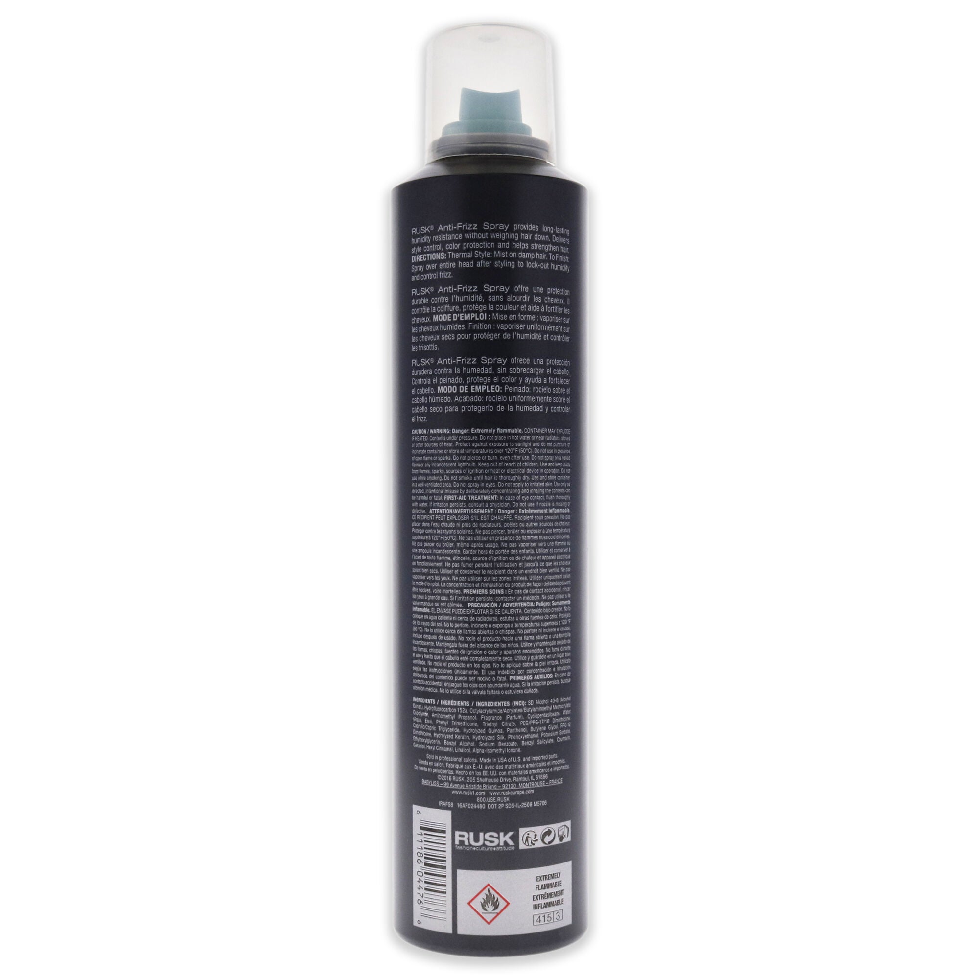 Anti-Frizz Spray by Rusk for Unisex - 8 oz Hair Spray, See Description, alternate image number 2