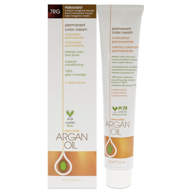 Argan Oil Permanent Color Cream - 7RG Medium Tangerine Blonde by One n Only for Unisex - 3 oz Hair Color, See Description, hi-res image number 0