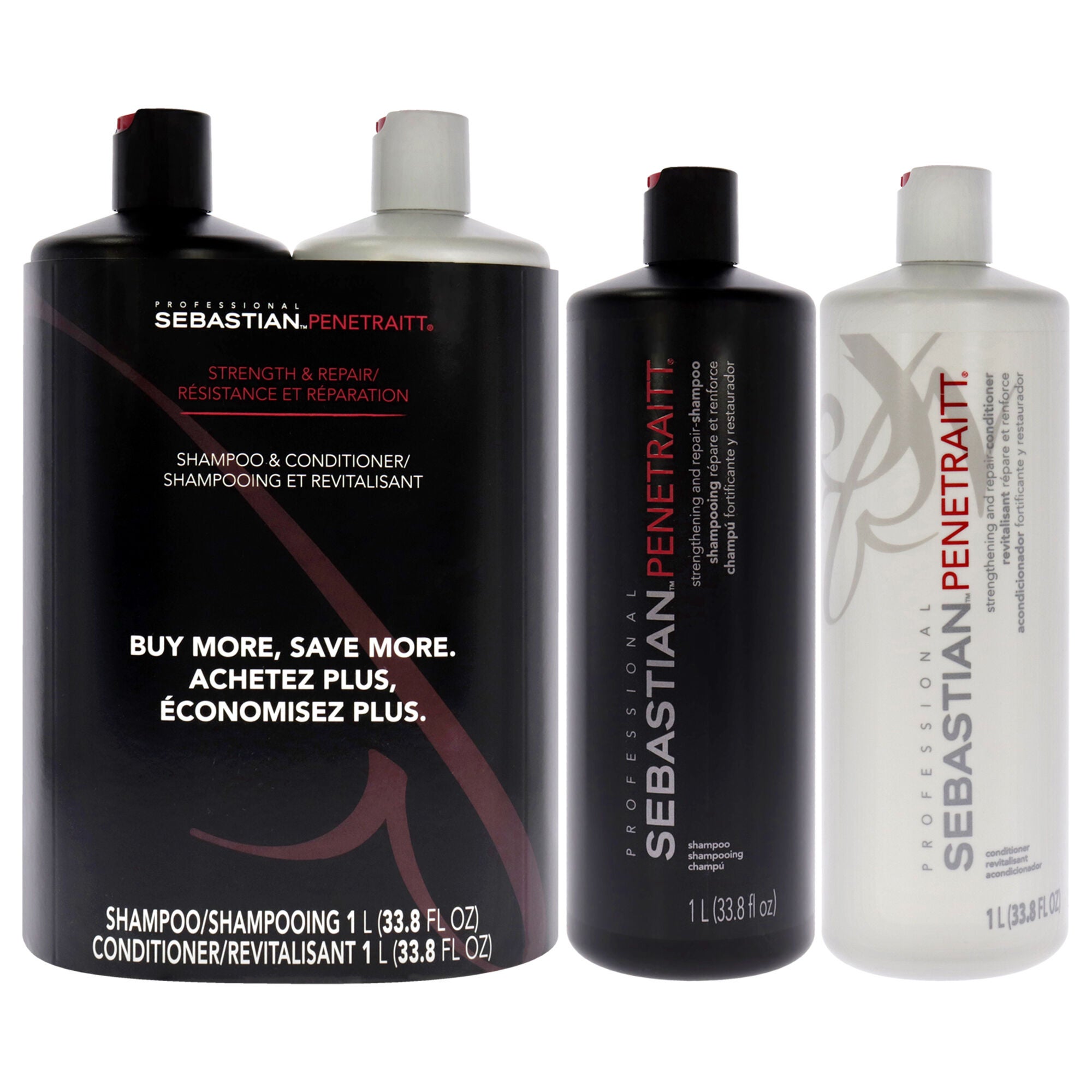 Penetraitt Strength and Repair Duo by Sebastian for Unisex - 2 Pc 33.8oz Shampoo, 33.8oz Conditioner, See Description, hi-res image number 0