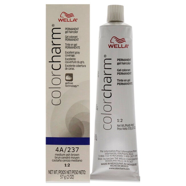 Color Charm Permanent Hair Color Gel - 237 4A Medium Ash Brown by Wella for Unisex - 2 oz Hair Color, NA, hi-res image number null