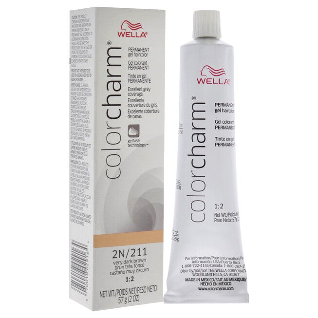Color Charm Permanent Hair Color Gel - 2N 211 Very Dark Brown by Wella for Unisex - 2 oz Hair Color, , alternate image number null