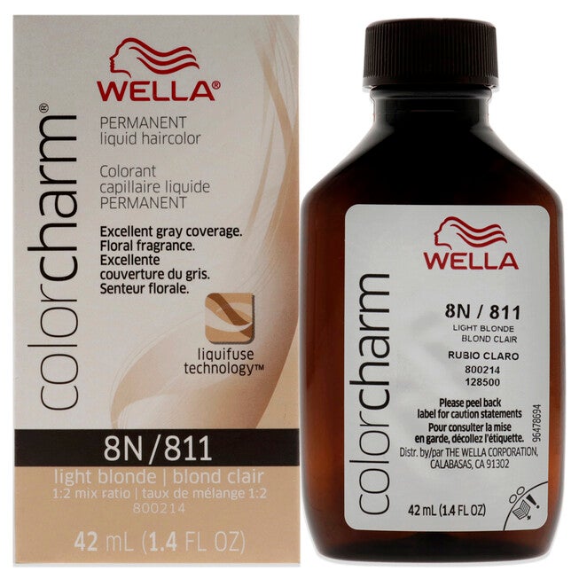 Color Charm Permanent Liquid Hair Color - 811 8N Light Blonde by Wella for Unisex - 1.42 oz Hair Color, NA, hi-res image number null