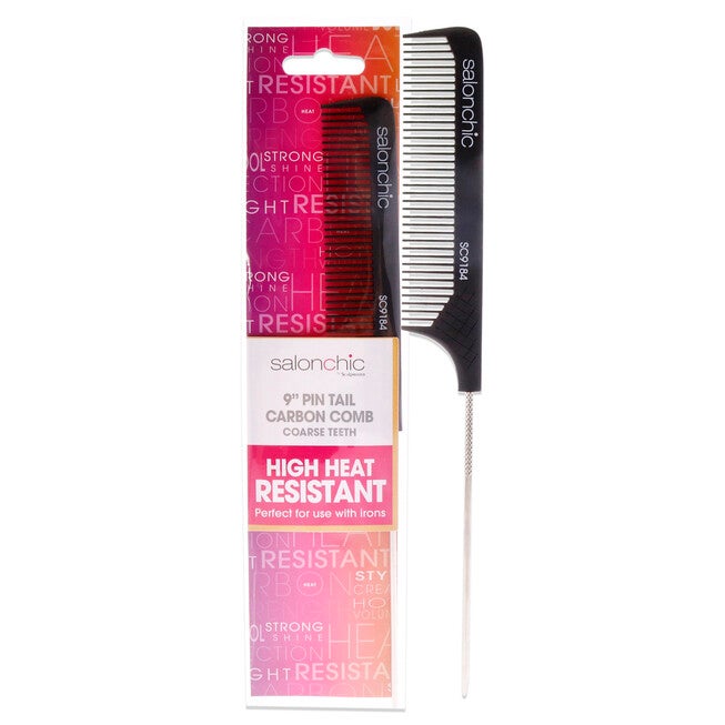 Pin Tail Carbon Comb High Heat Resistant 9 - Coarse Teeth by SalonChic for Unisex - 1 Pc Comb, NA, hi-res image number null