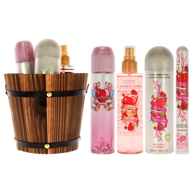 Cuba Heartbreaker by Cuba for Women - 4 Pc Gift Set 3.3oz EDP Spray, 1.7oz EDP Spray, 6.6oz Body Spray, 6.6oz Body Splash, , alternate image number null