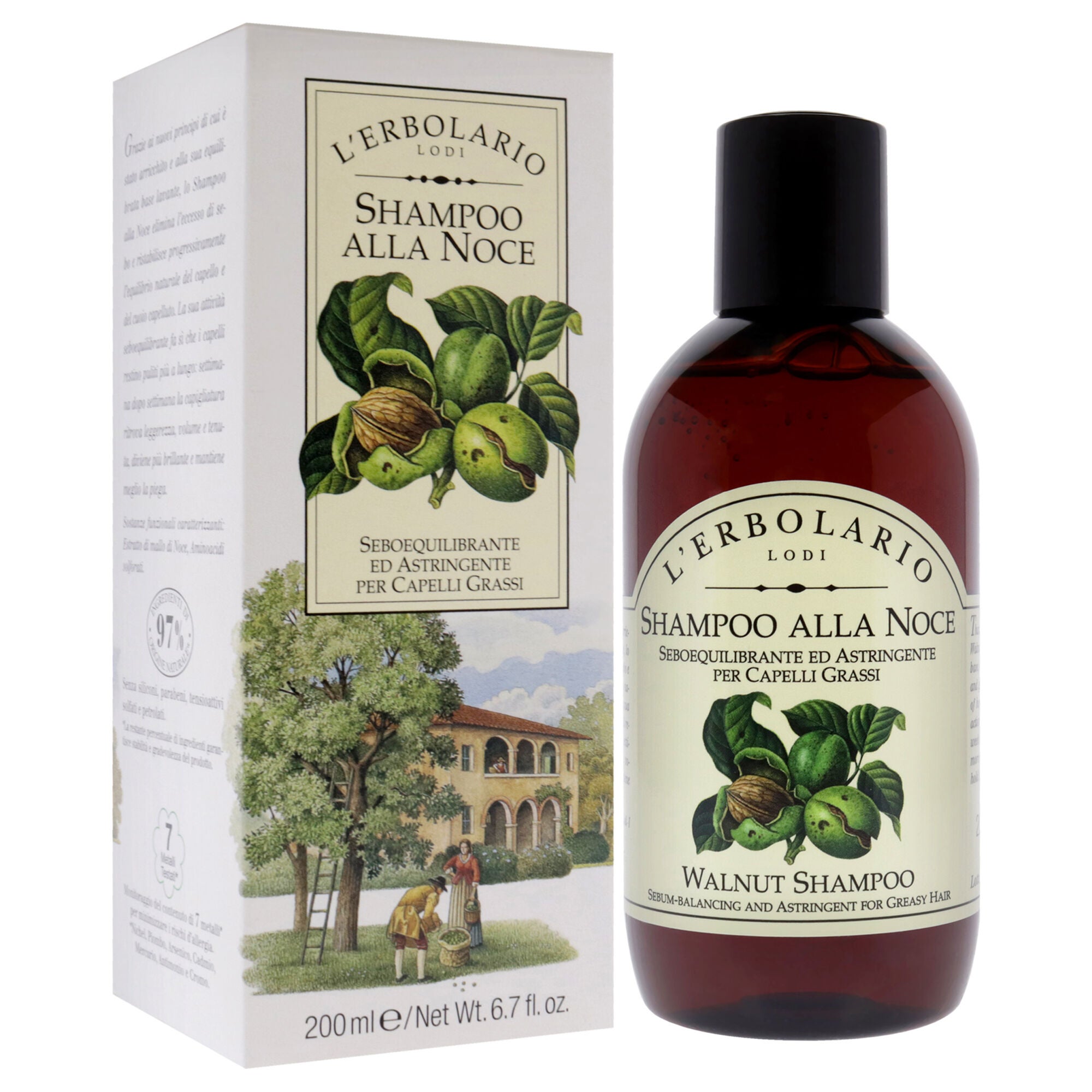 Shampoo - Walnut by LErbolario for Unisex - 6.7 oz Shampoo, See Description, alternate image number 2